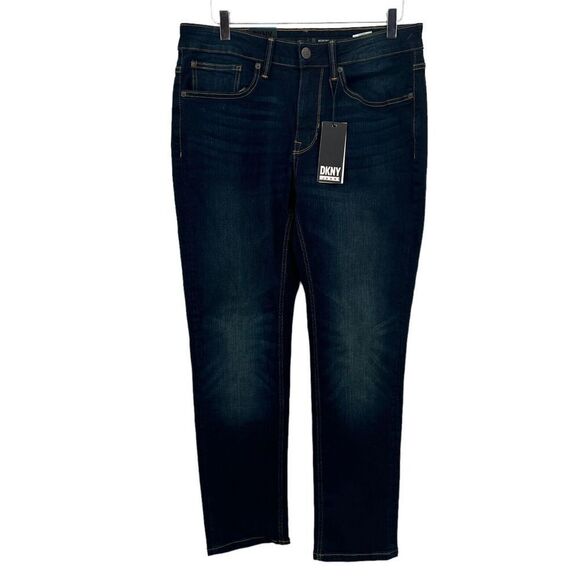 DKNY Mens Jeans Bedford Slim Fit Denim Blue Mountain Size 33 x 30